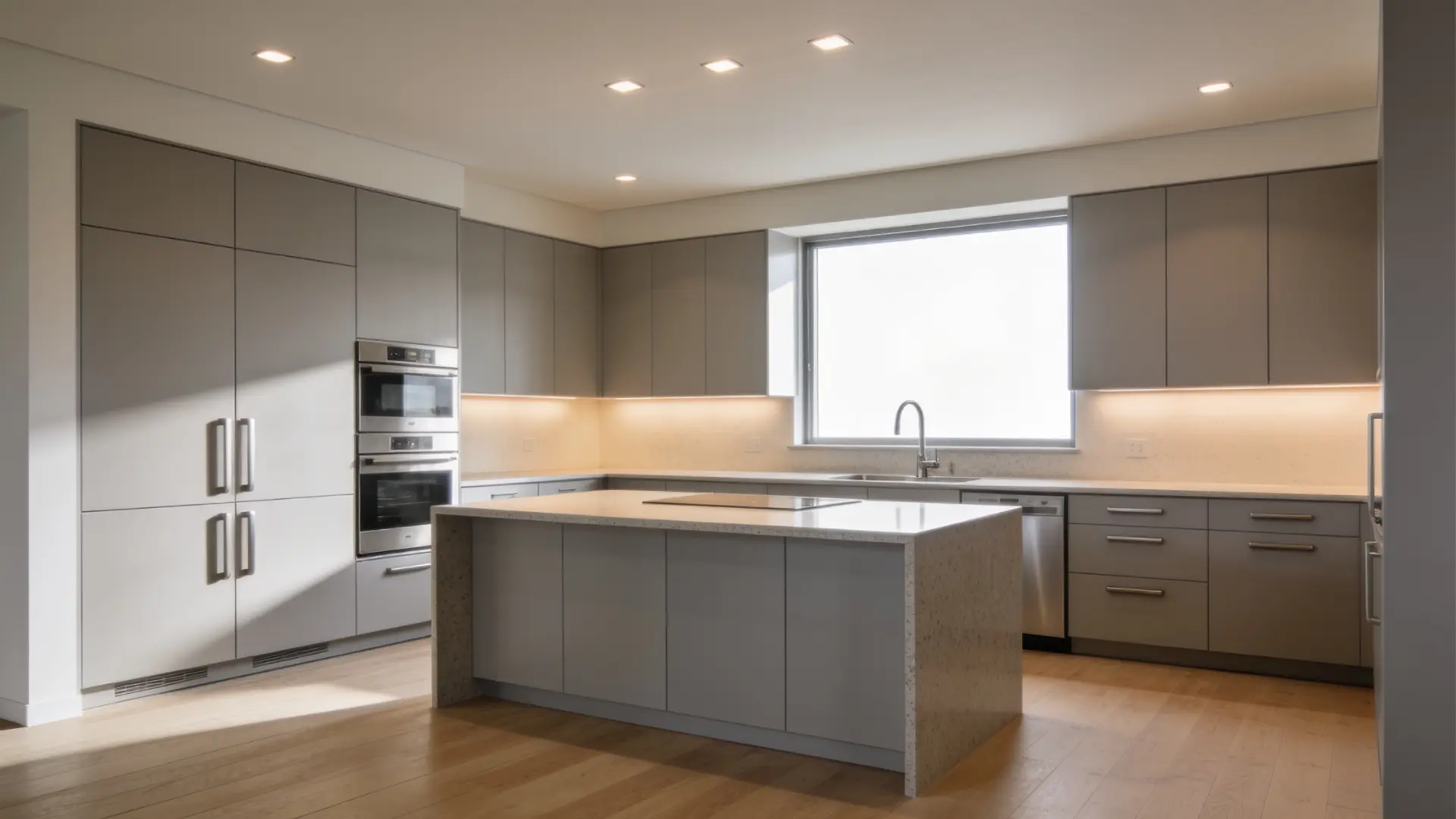 flat panel cabinets in a modern kitchen