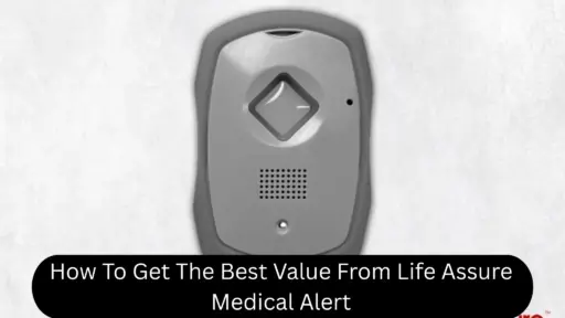 Gray medical alert device with speaker and button on plain white background