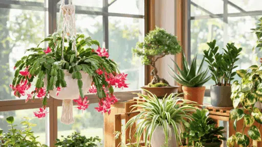 image of pothas spider plant zz plant christmas cactus bonsai and aloe vera