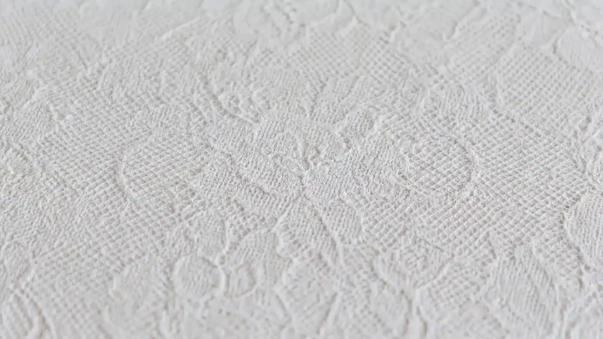 lace ceiling texture with fine delicate spray finish and subtle layered pattern on white ceiling
