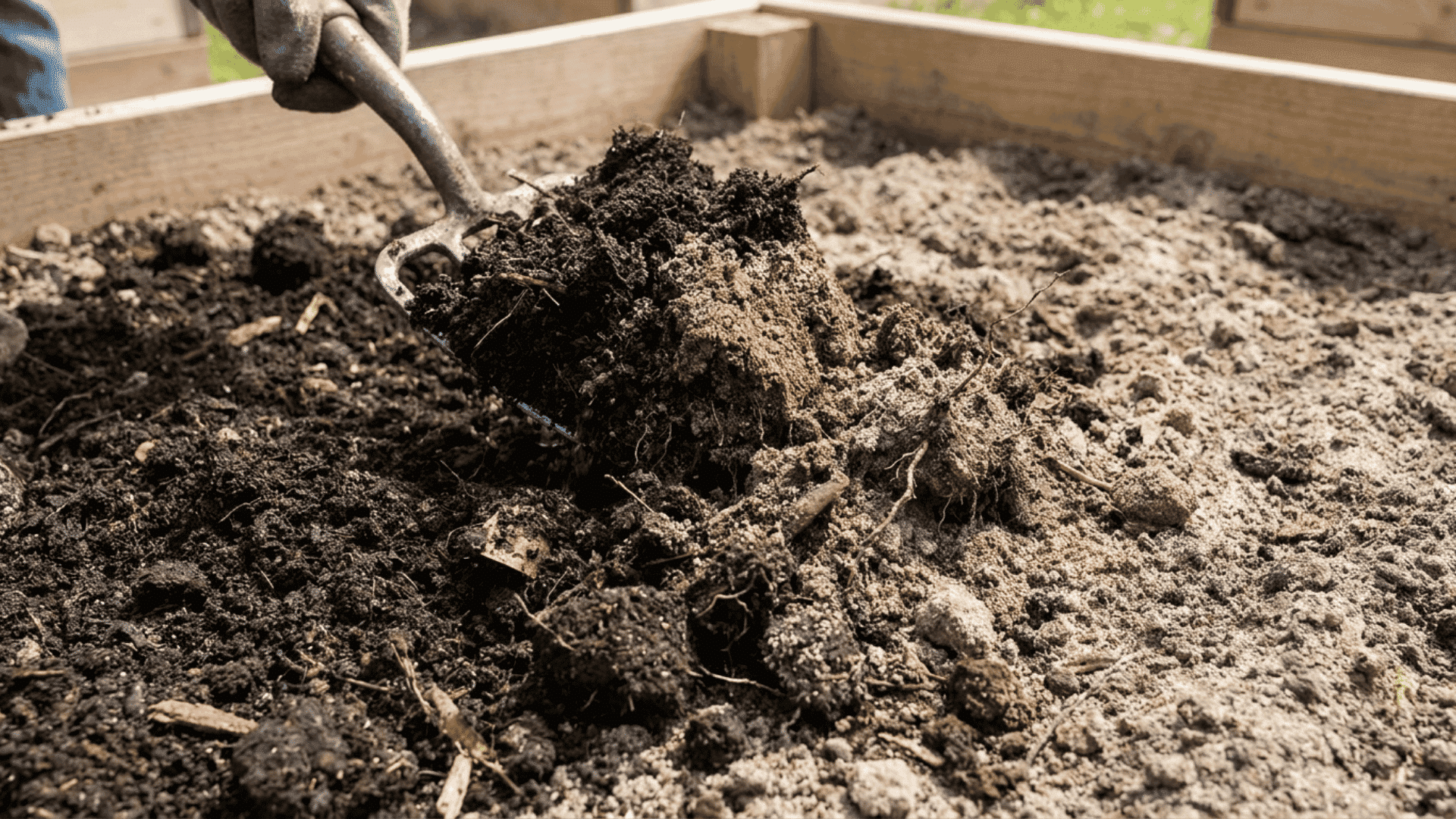 Mixing new topsoil into existing garden soil improves drainage, prevents compact layers, and helps roots grow deeper.