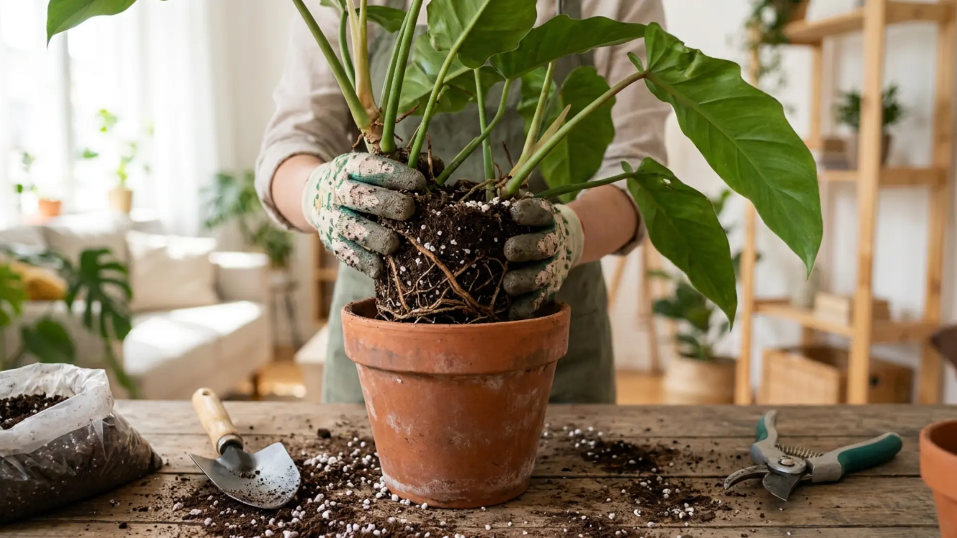 philodendron soil and pot