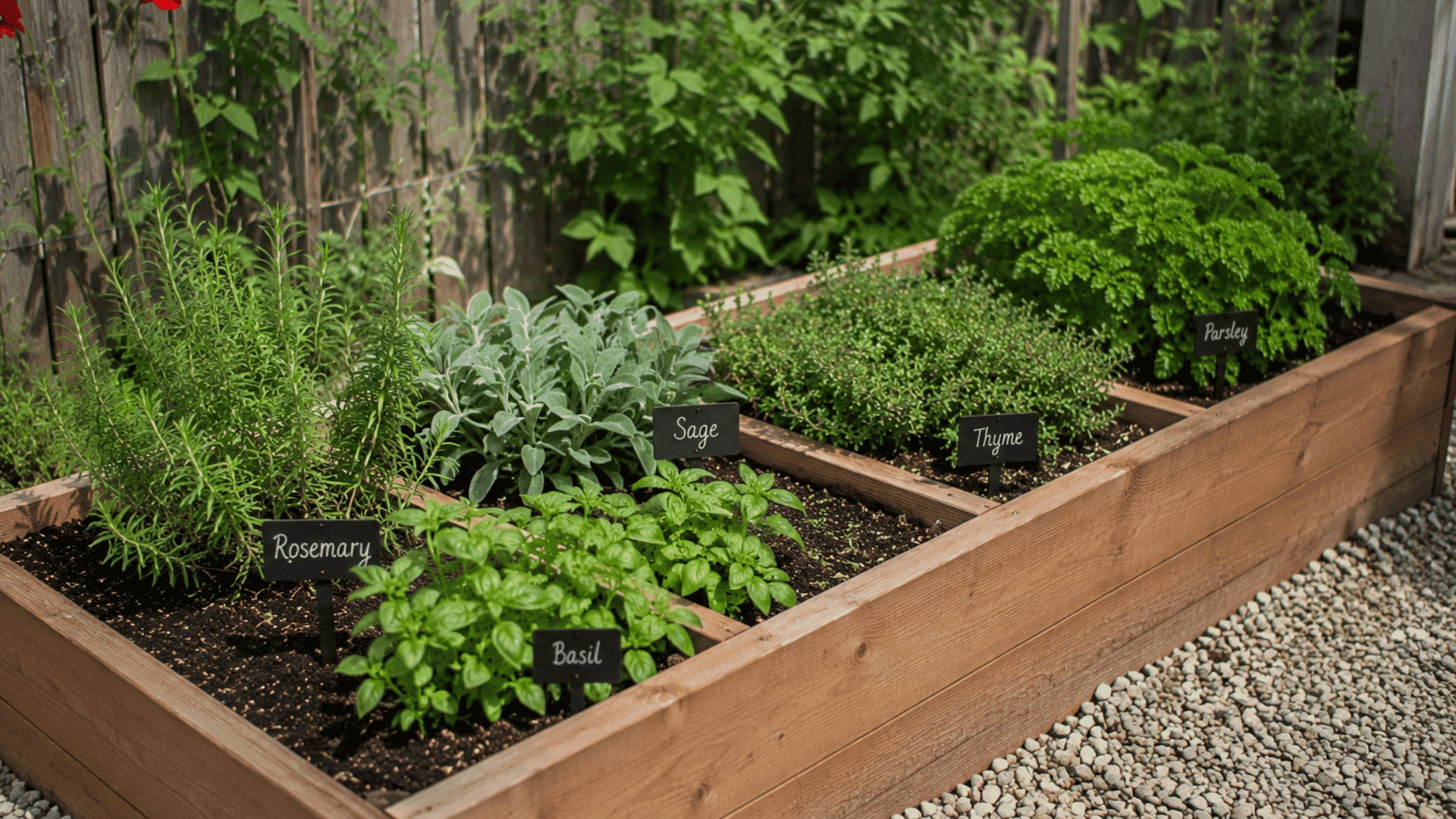 raised herb bed garden with organized planting zones and improved drainage