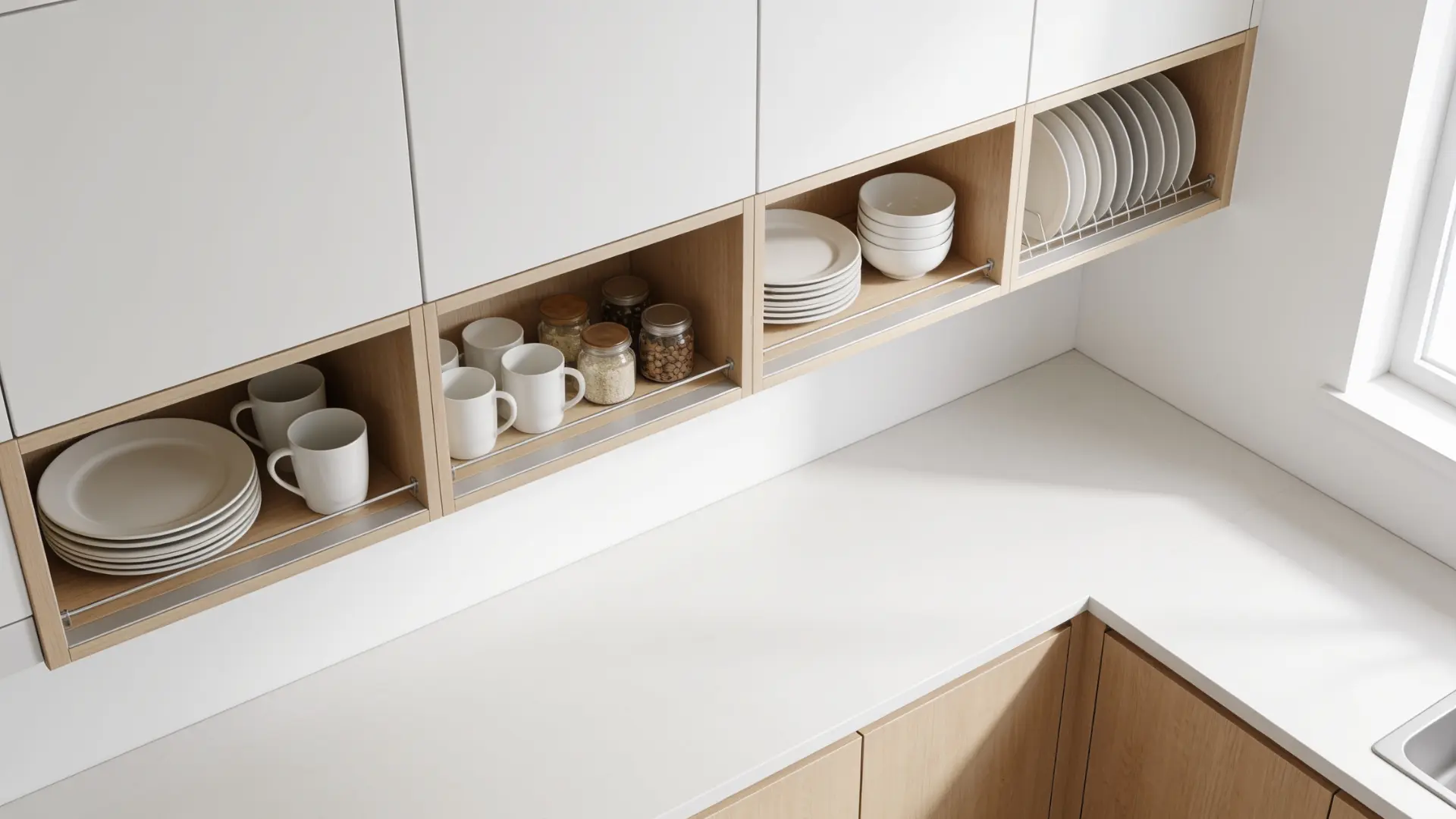 wall cabinets above a kitchen counter