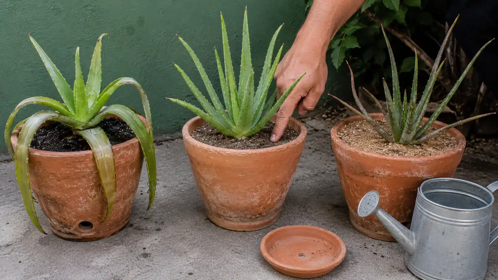 aloe vera watering signs and soil moisture check