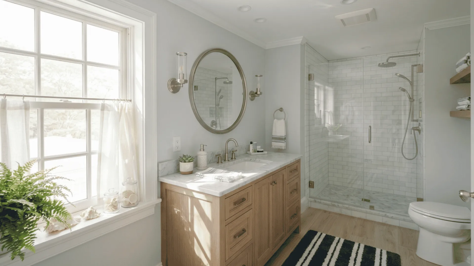 dim small room with pale gray walls looking cool and flat
