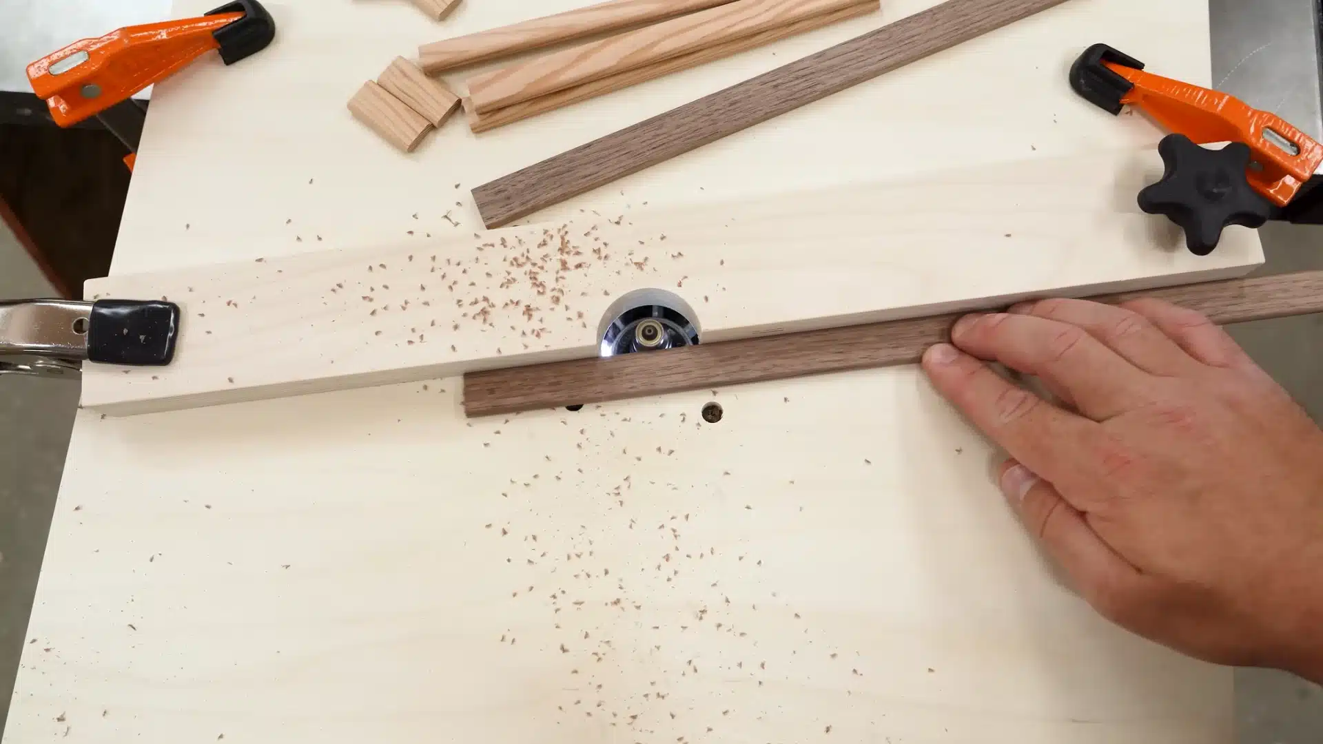 clamping wood pieces around router bit collar