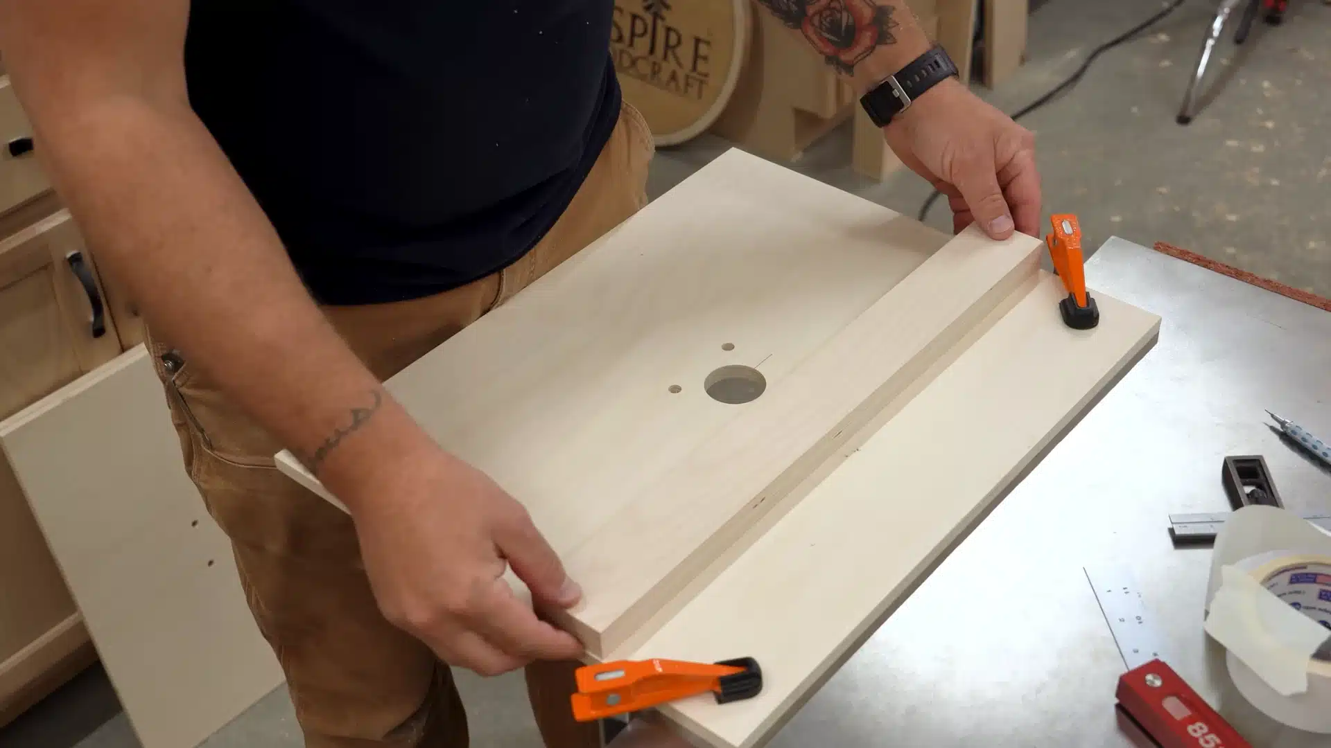clamping wooden fence board to router table