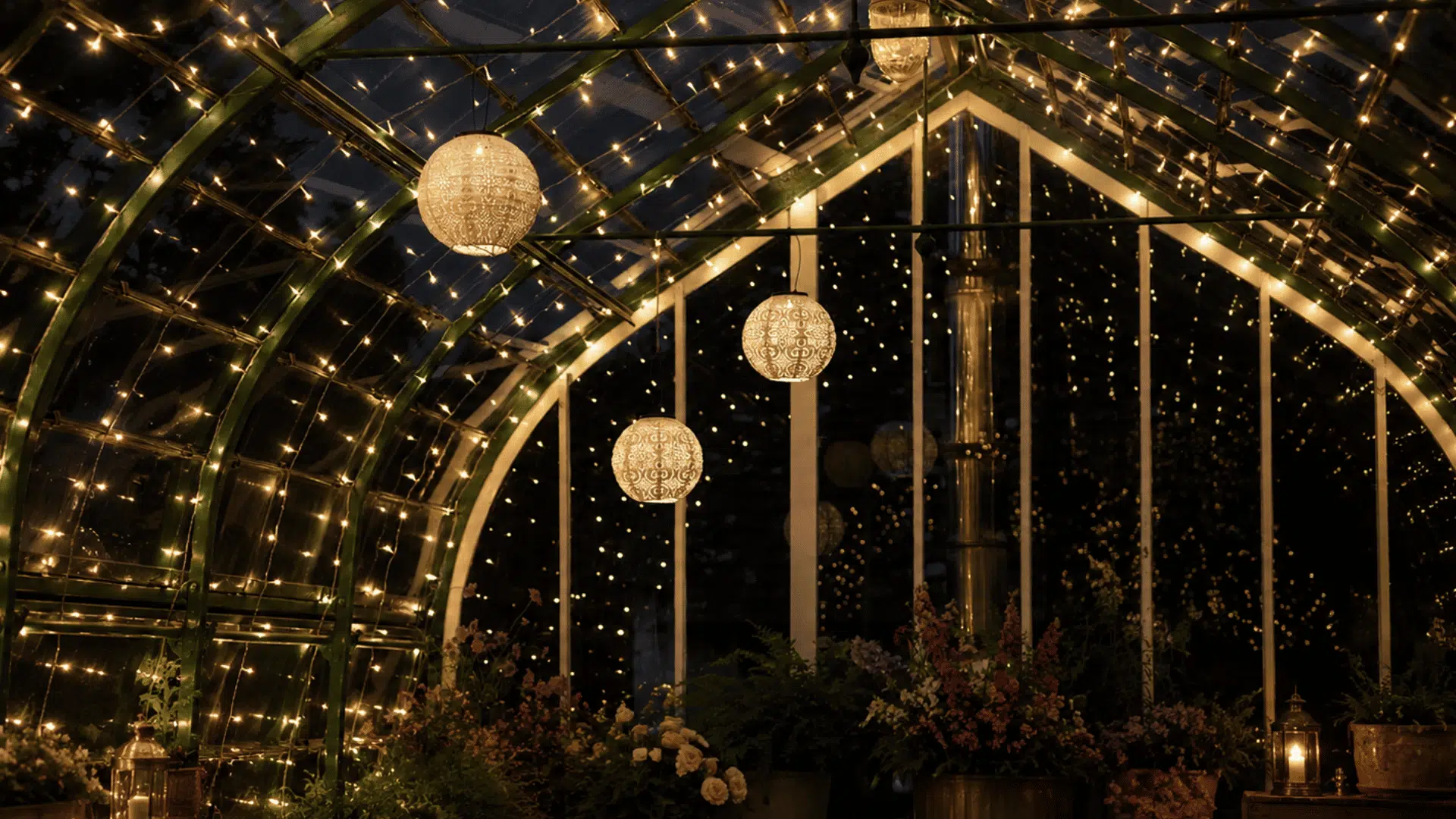 weather rated gazebo lights creating comfortable light for dining and conversation at dusk