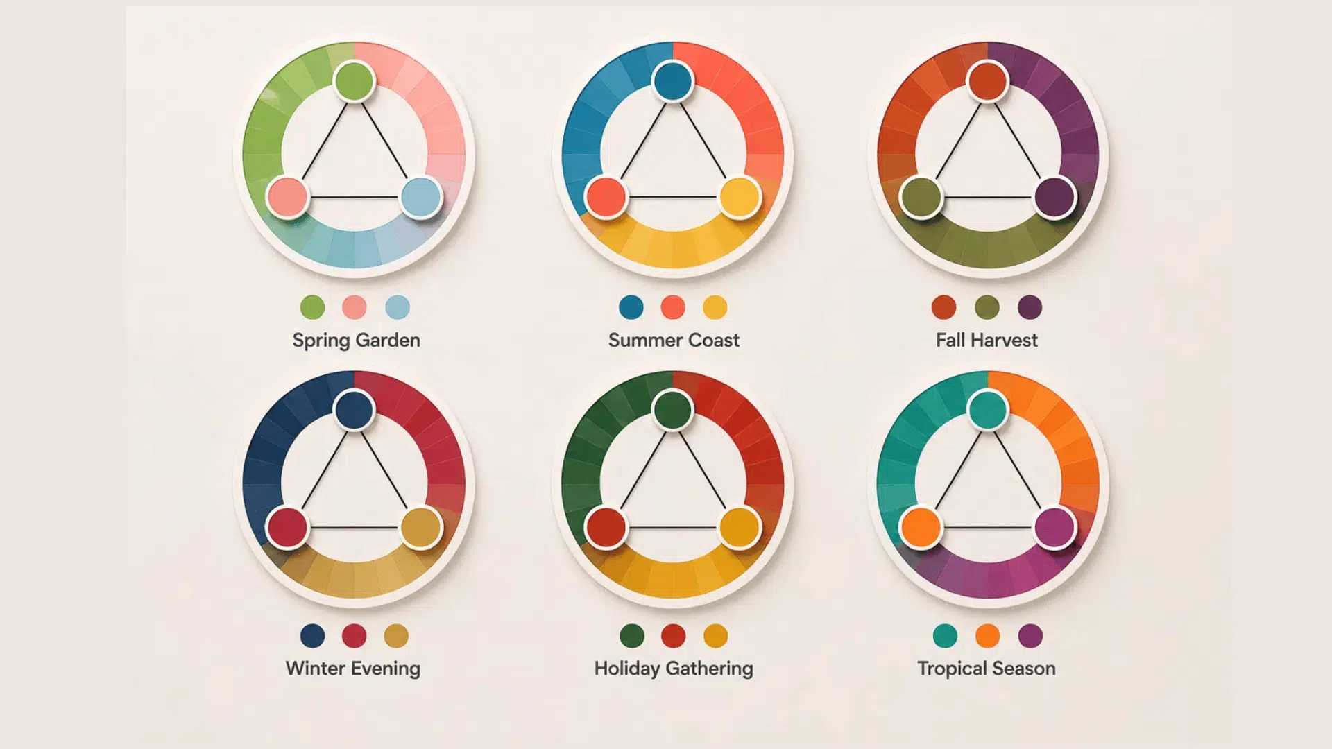 seasonal triadic color schemes match a palette to a time of year while keeping the hues connected