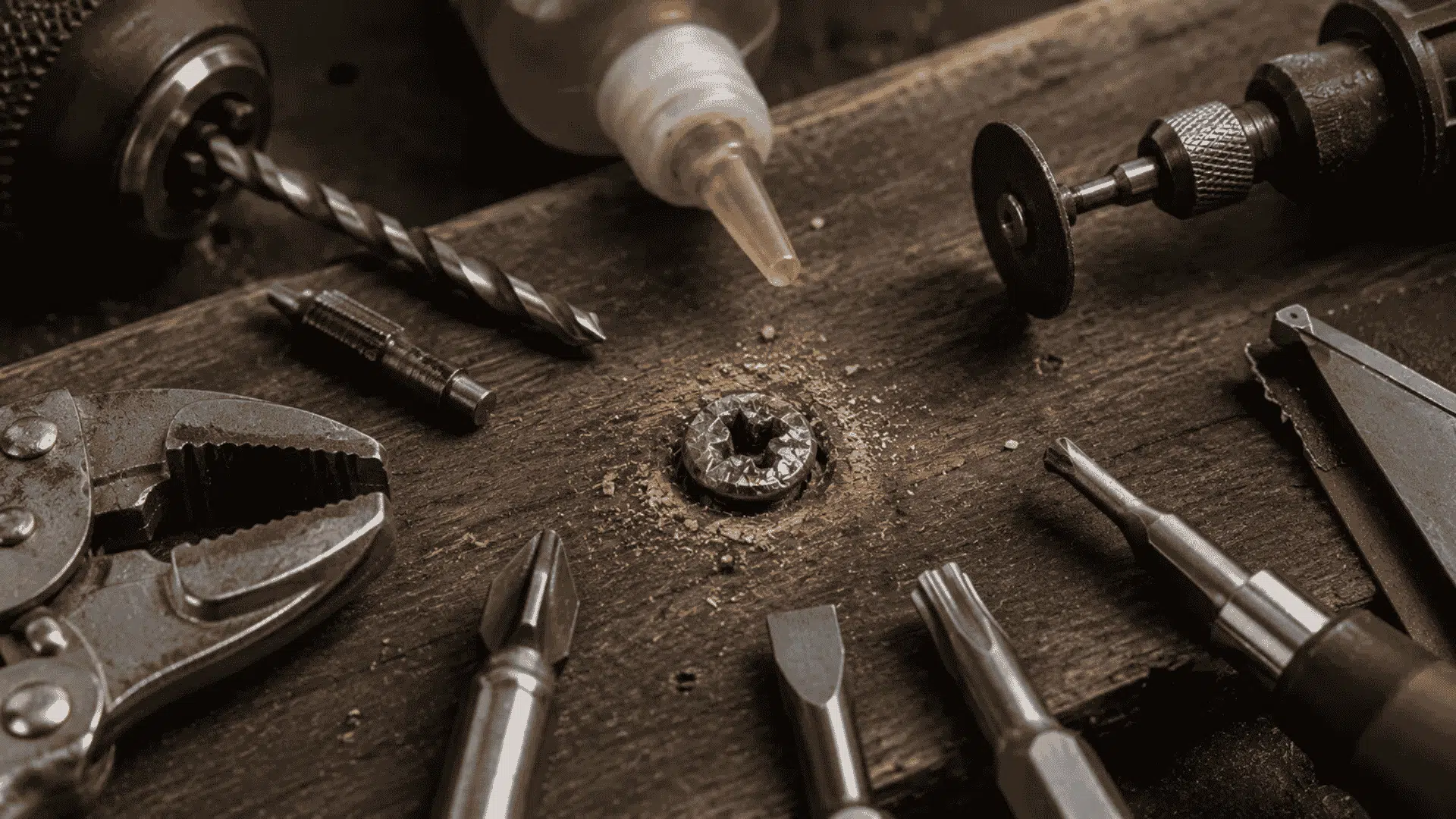 several tools and methods for how to remove a stripped screw without damaging the surface
