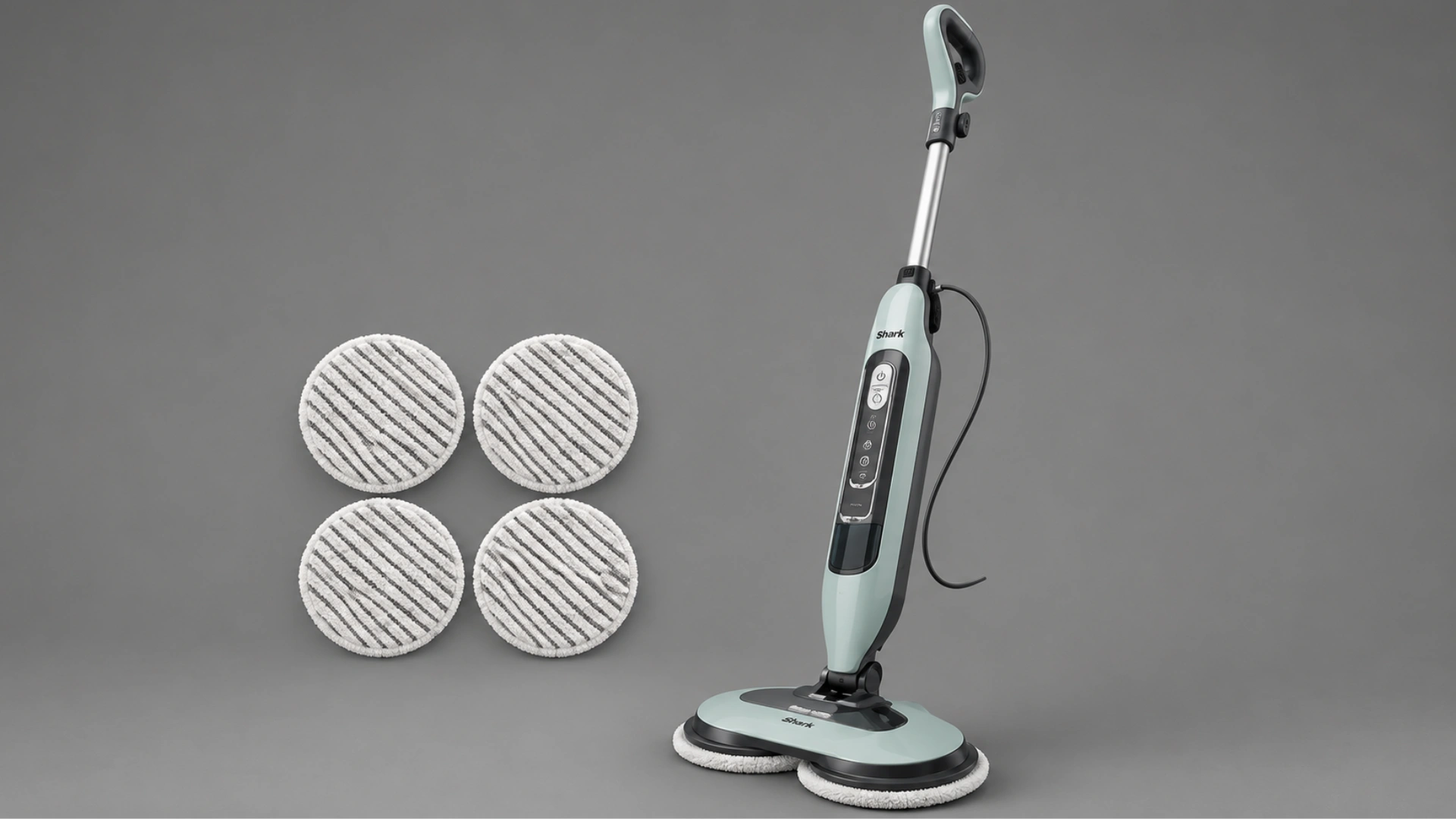 shark steam and scrub mop with mint accents and replacement scrubbing pads for hardwood floors