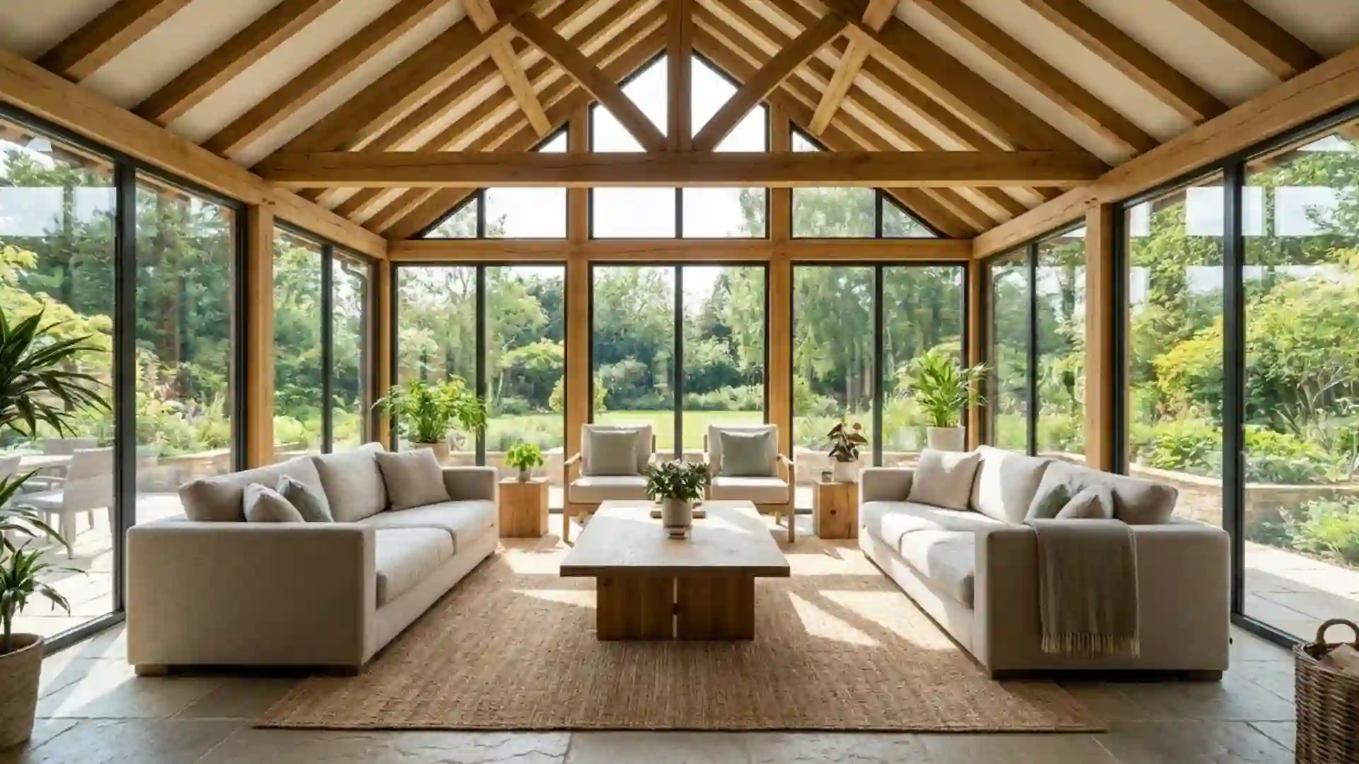 luxury sunroom featuring a vaulted cathedral roof with expansive glass and abundant natural light