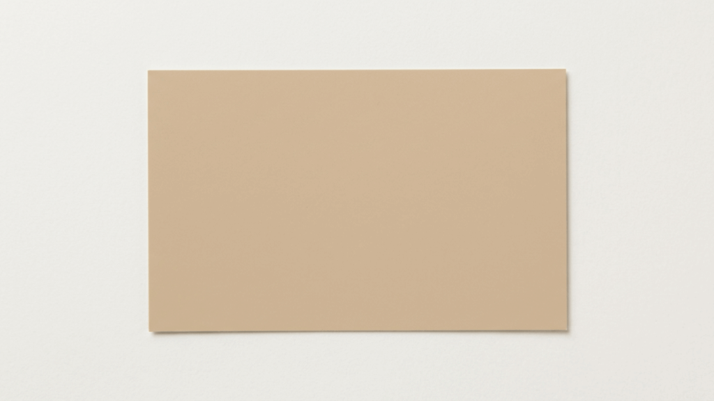 bungalow beige paint color card showing a warm medium light beige on a clean neutral background