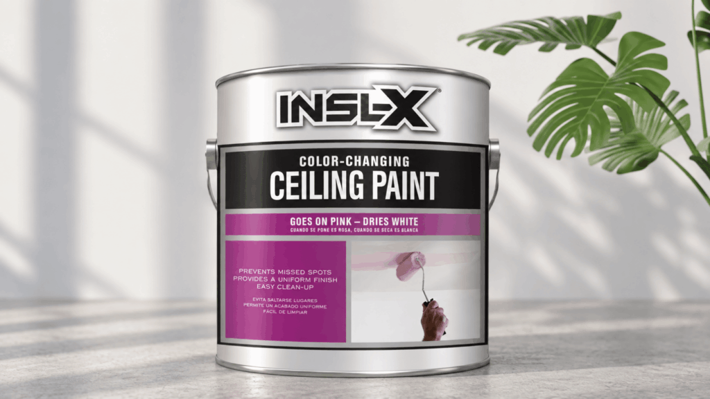 insl x color changing ceiling paint placed naturally on a light surface with soft plant shadows