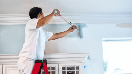 painting-ceiling-with-roller